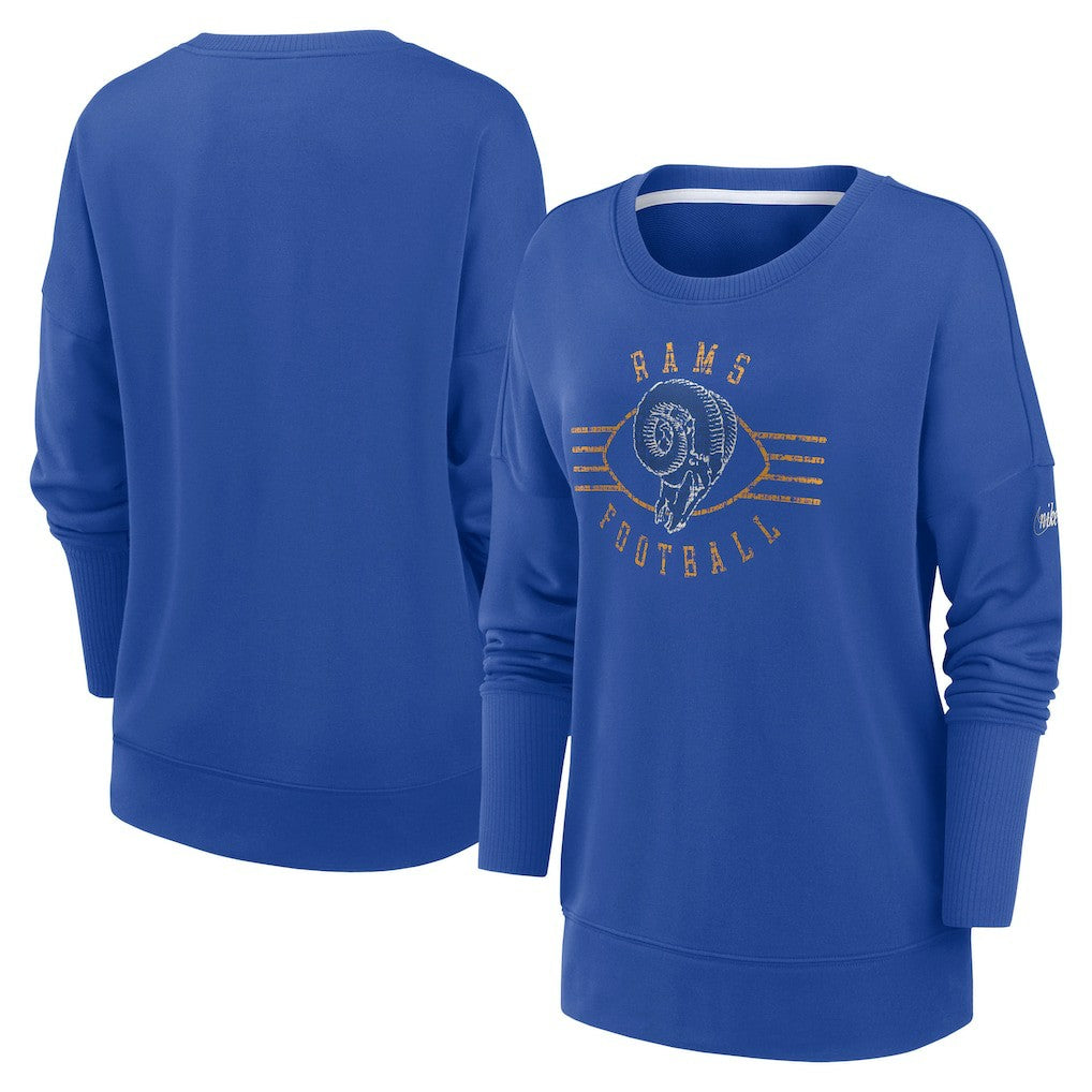 Los Angeles Rams Women's Rewind Playback Icon Performance Pullover Sweatshirt Royal