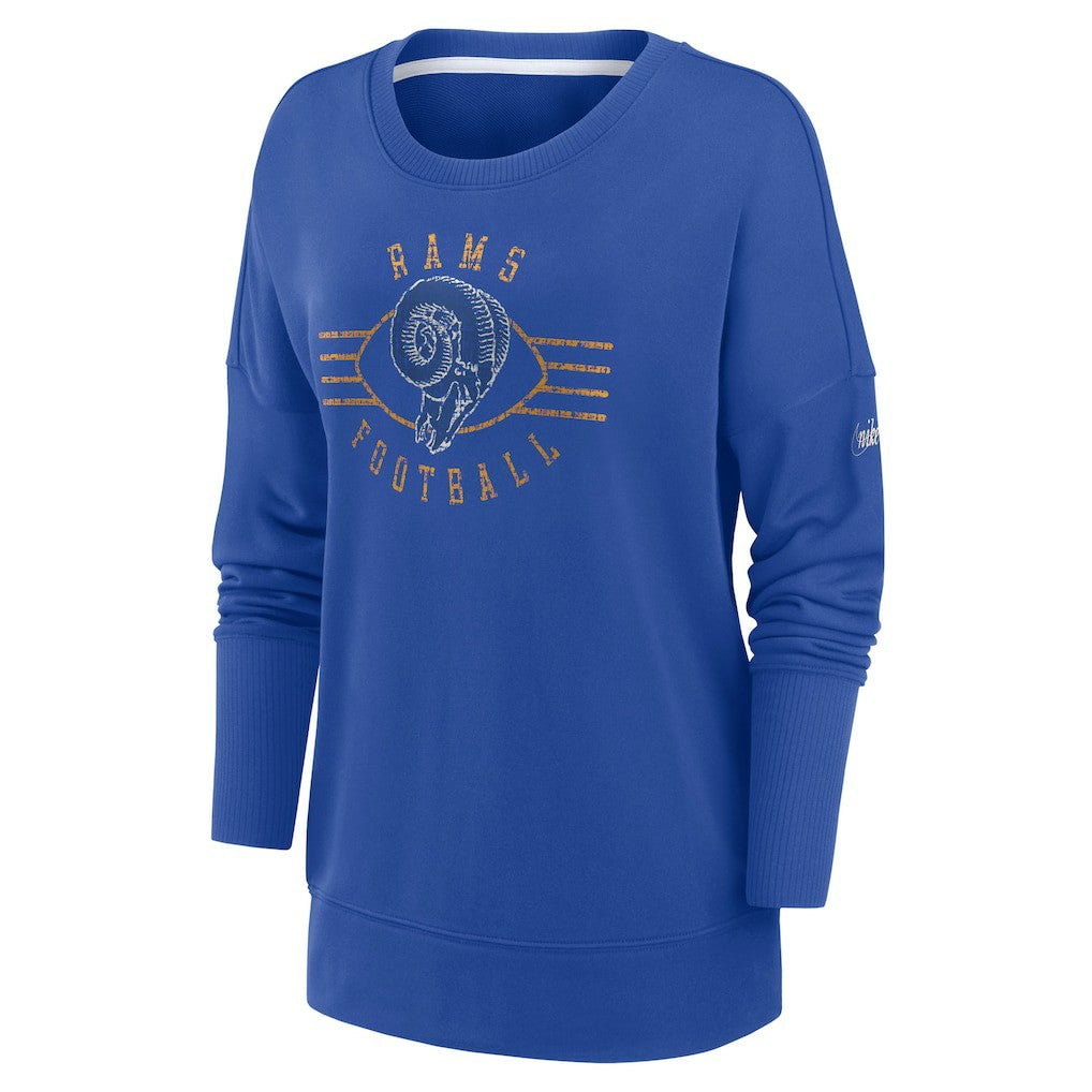 Los Angeles Rams Women's Rewind Playback Icon Performance Pullover Sweatshirt Royal