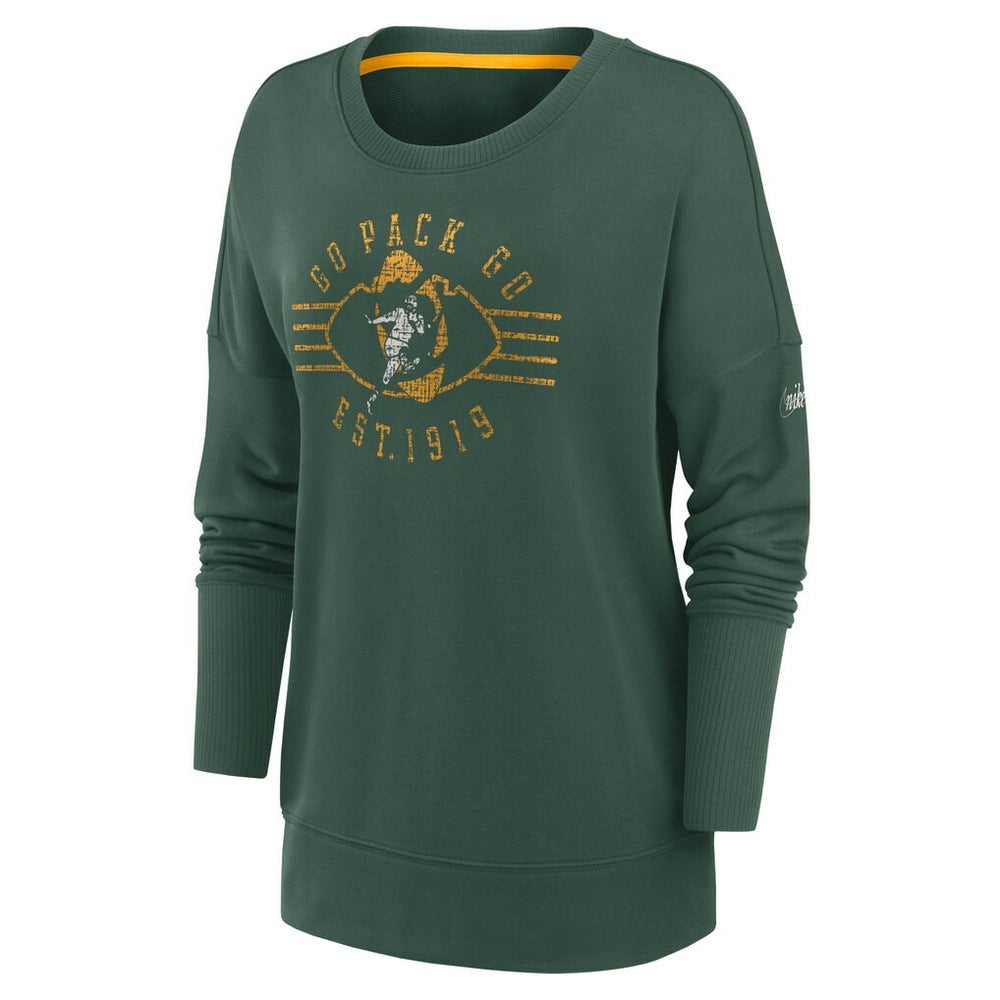 Green Bay Packers Women's Rewind Playback Icon Performance Pullover Sweatshirt Green