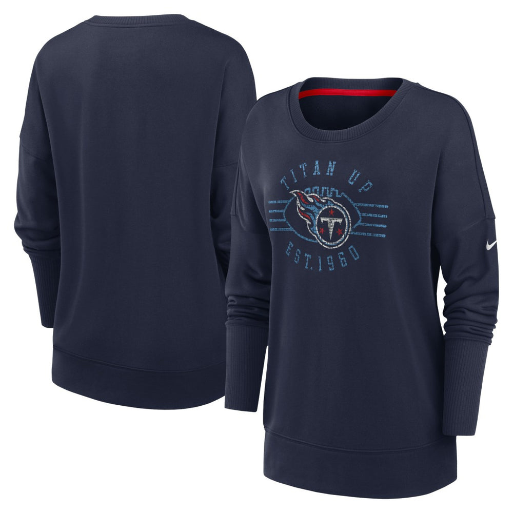 Tennessee Titans Women's Rewind Playback Icon Performance Pullover Sweatshirt Navy