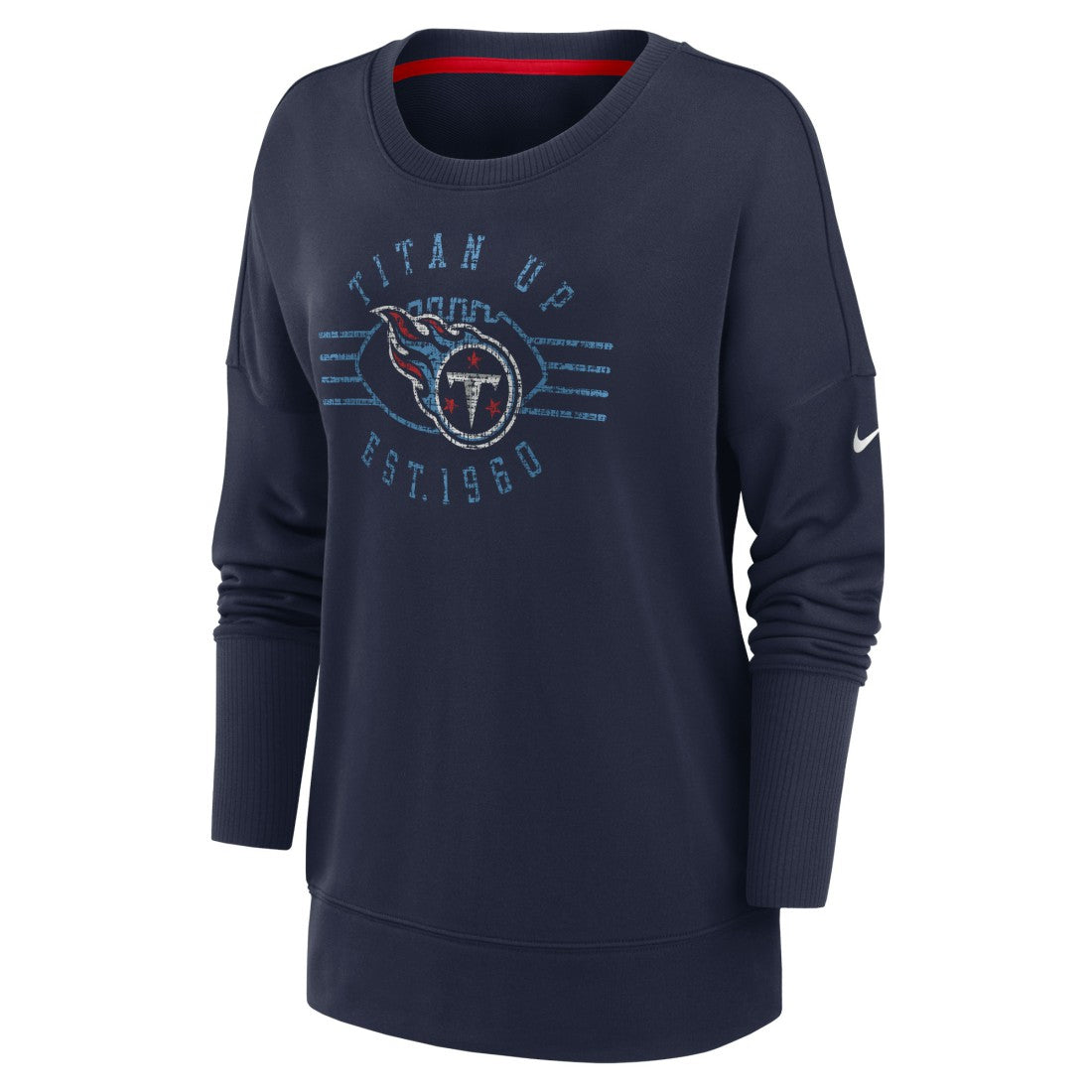 Tennessee Titans Women's Rewind Playback Icon Performance Pullover Sweatshirt Navy