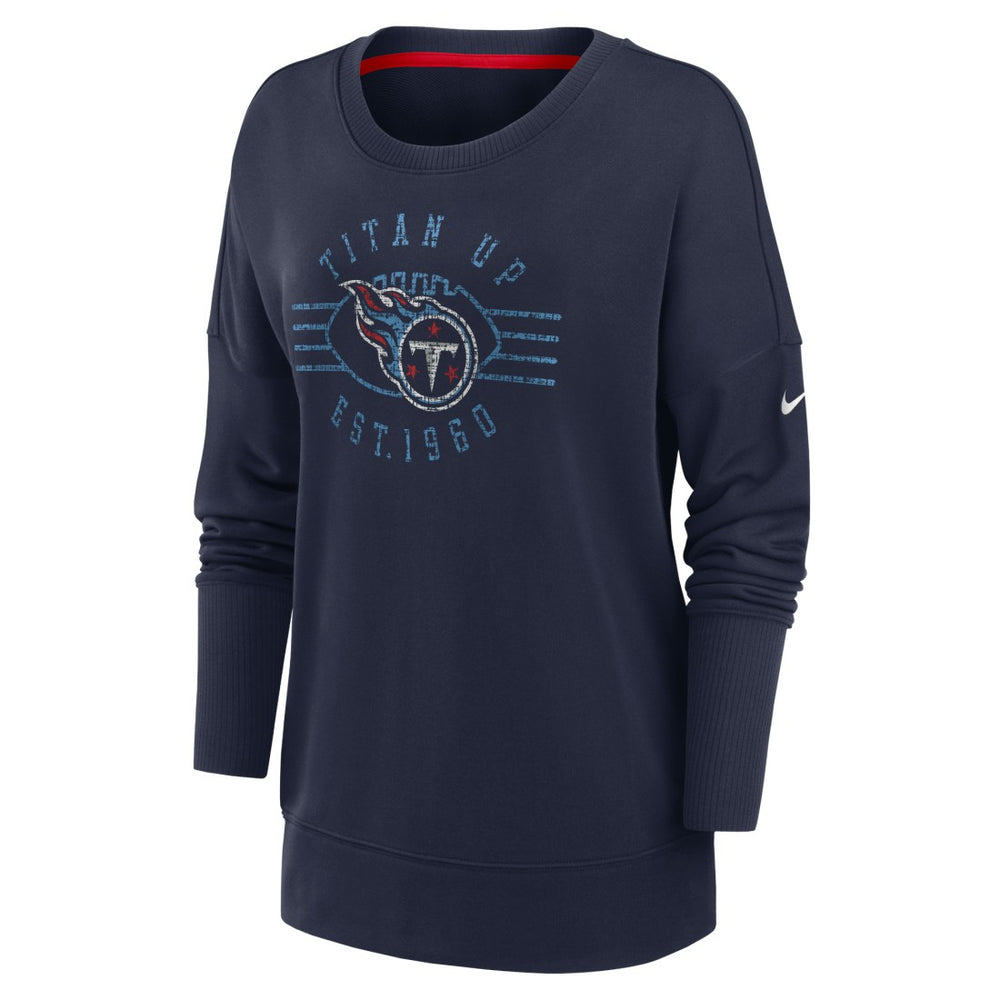 Tennessee Titans Women's Rewind Playback Icon Performance Pullover Sweatshirt Navy
