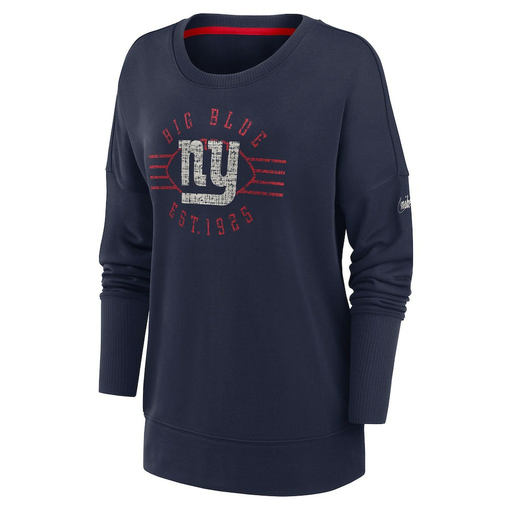 New York Giants Women's Rewind Playback Icon Performance Pullover Sweatshirt Navy