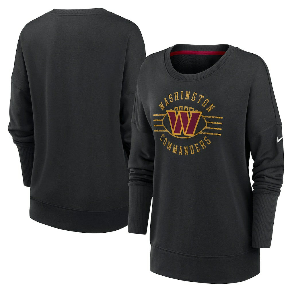 Washington Commanders Women's Rewind Playback Icon Performance Pullover Sweatshirt Black