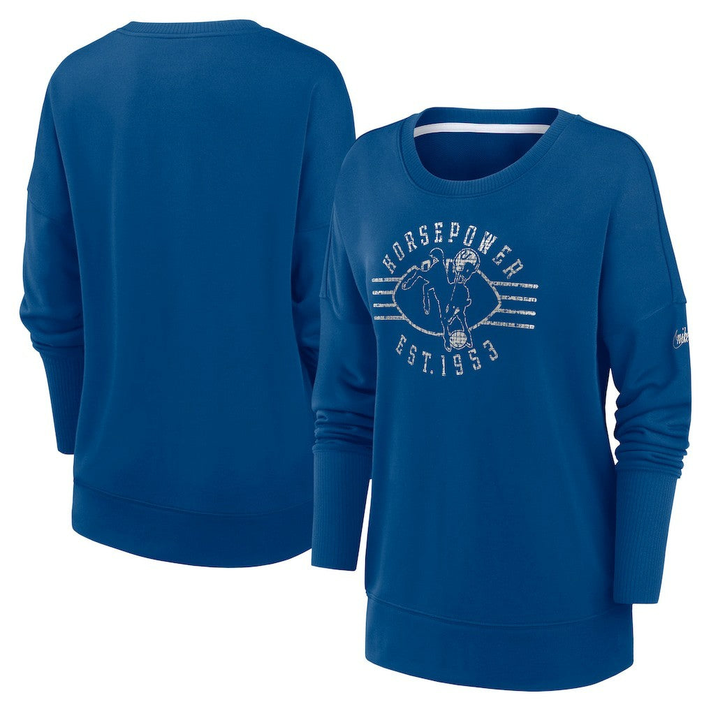 Indianapolis Colts Women's Rewind Playback Icon Performance Pullover Sweatshirt Royal