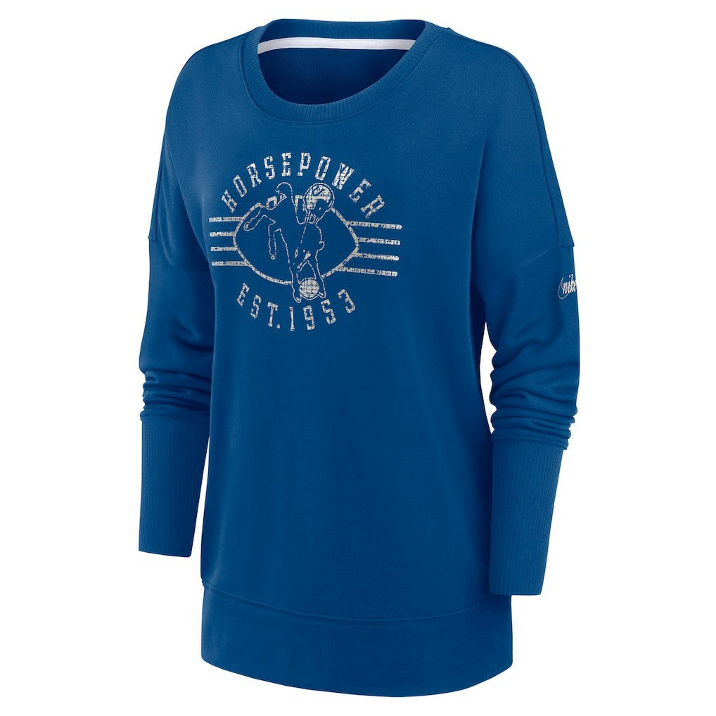 Indianapolis Colts Women's Rewind Playback Icon Performance Pullover Sweatshirt Royal