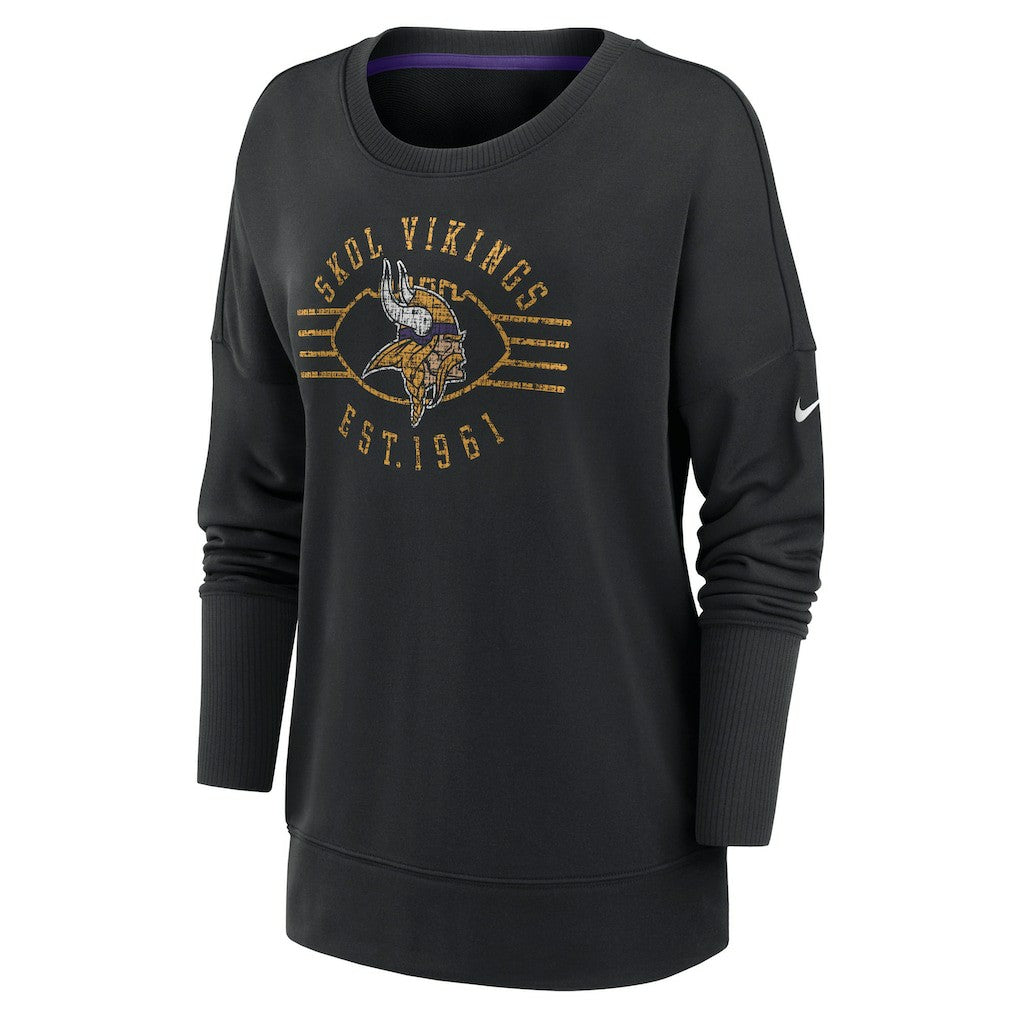 Minnesota Vikings Women's Rewind Playback Icon Performance Pullover Sweatshirt Black