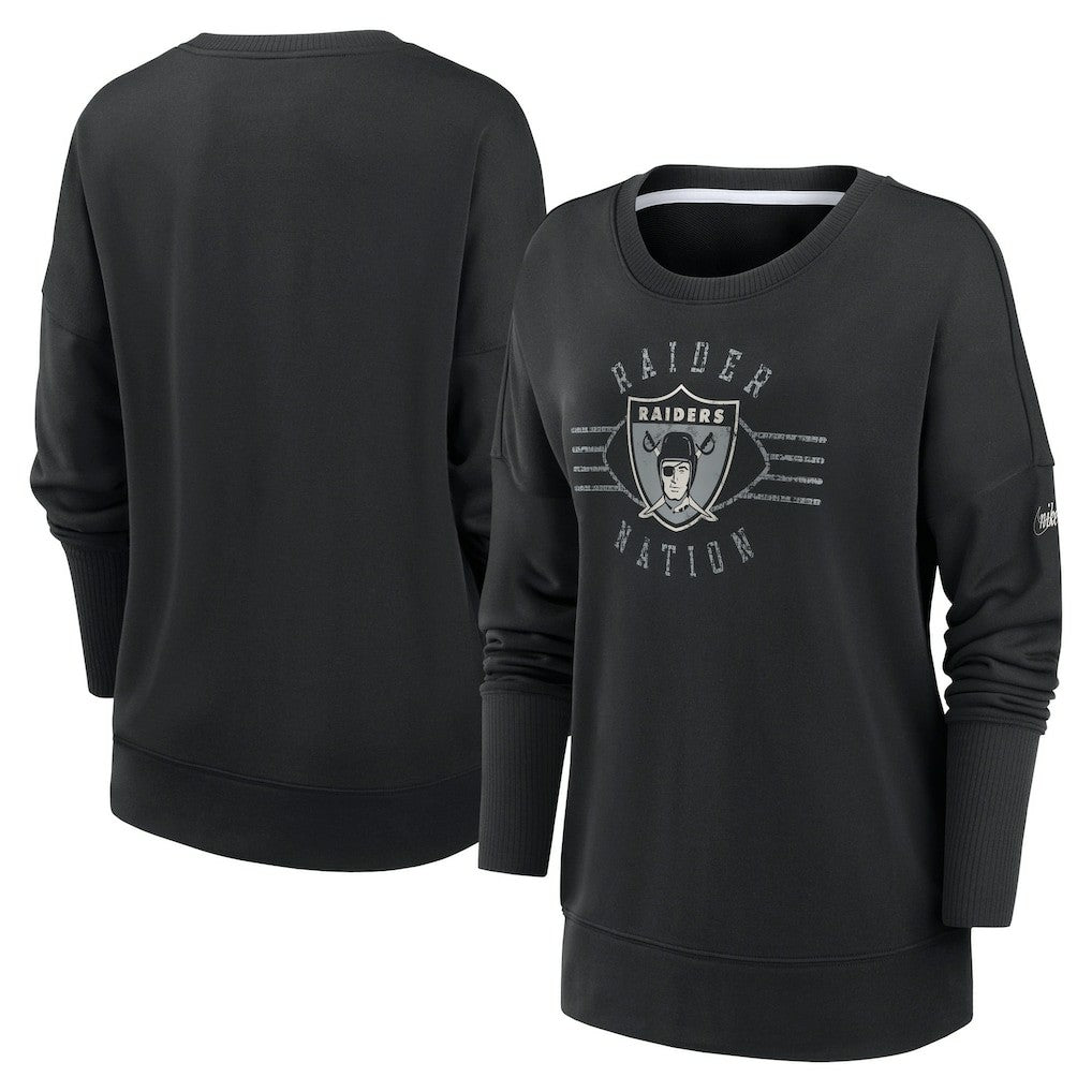 Las Vegas Raiders Women's Rewind Playback Icon Performance Pullover Sweatshirt Black