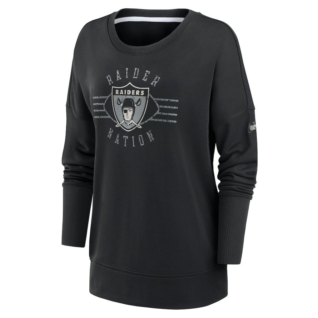 Las Vegas Raiders Women's Rewind Playback Icon Performance Pullover Sweatshirt Black