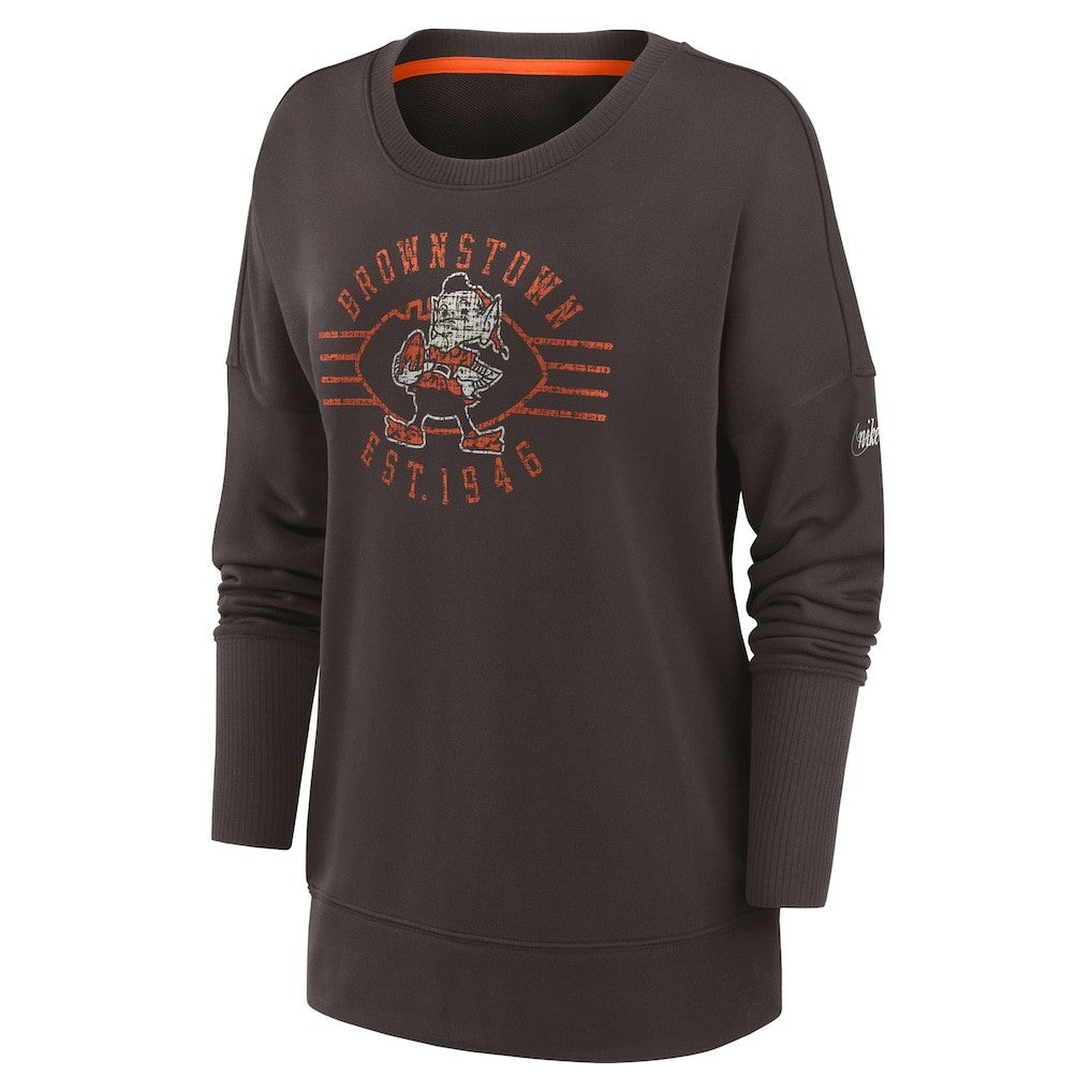 Cleveland Browns Women's Rewind Playback Icon Performance Pullover Sweatshirt Brown