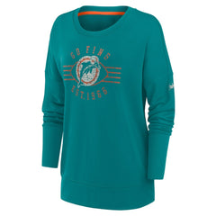 Miami Dolphins Women's Rewind Playback Icon Performance Pullover Sweatshirt Aqua