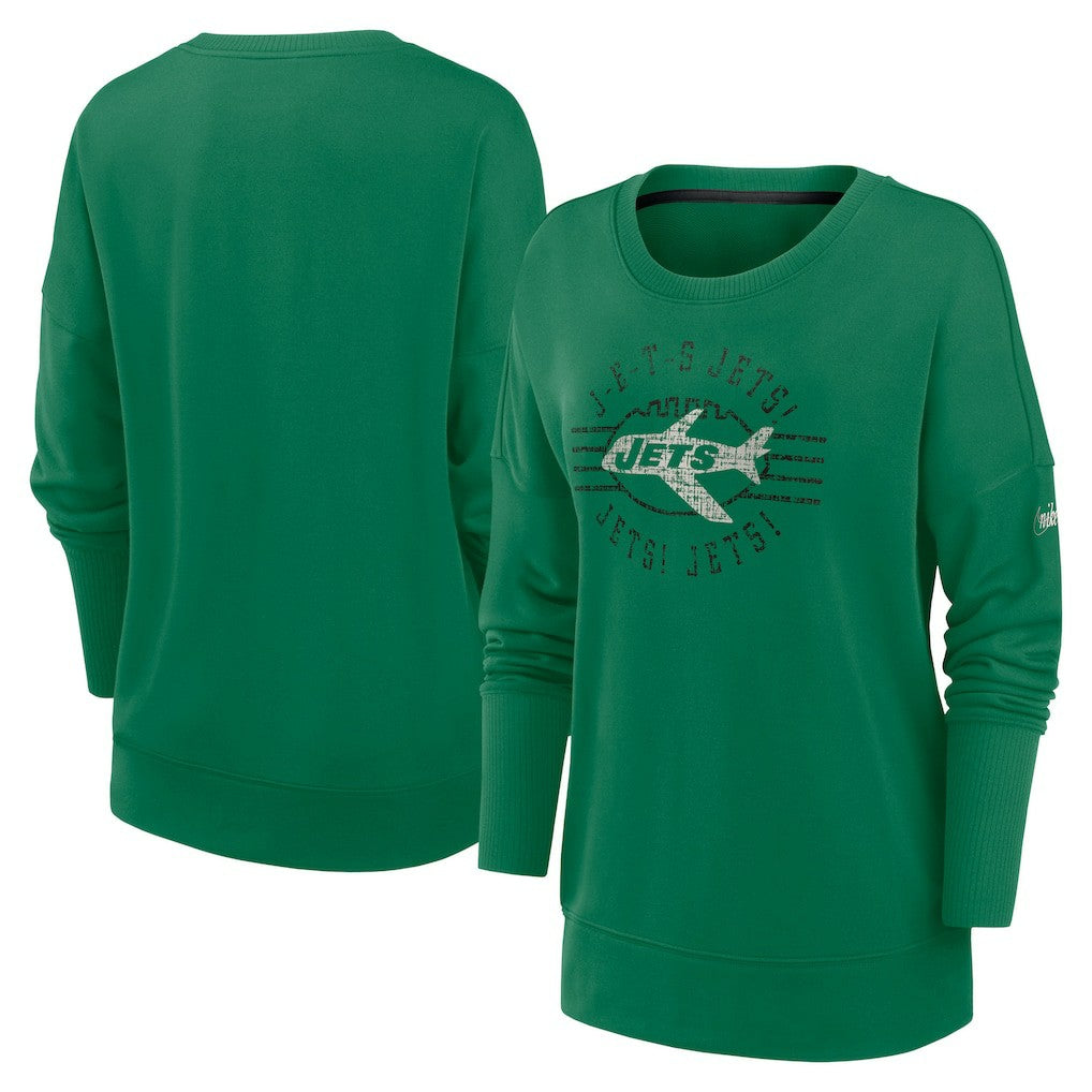 New York Jets Women's Rewind Playback Icon Performance Pullover Sweatshirt Green