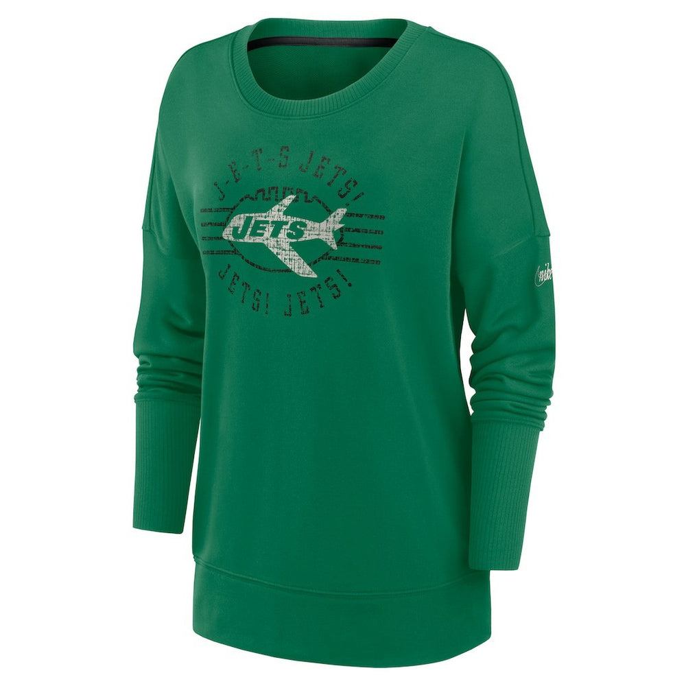 New York Jets Women's Rewind Playback Icon Performance Pullover Sweatshirt Green