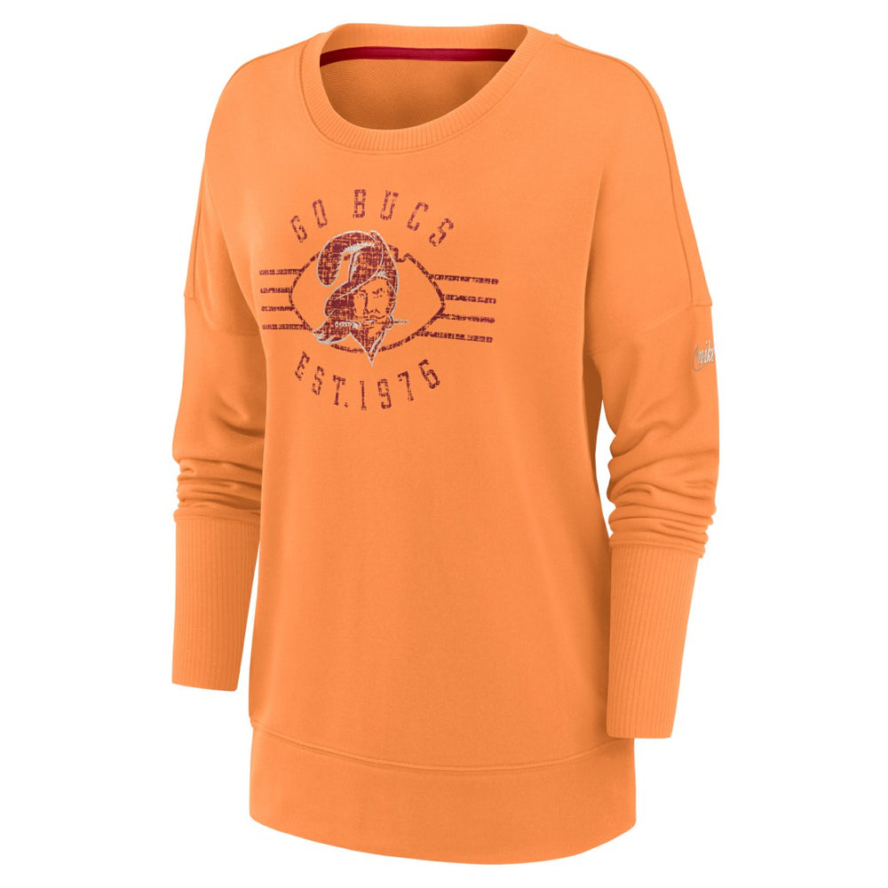 Tampa Bay Buccaneers Women's Rewind Playback Icon Performance Pullover Sweatshirt Orange