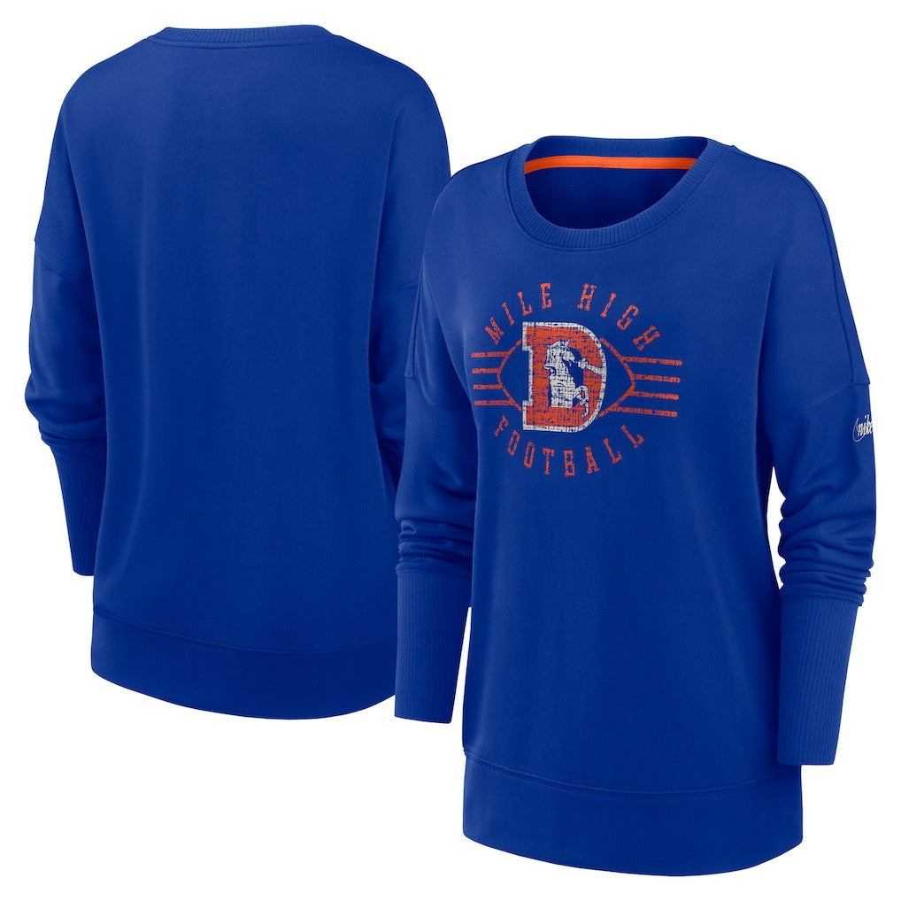 Denver Broncos Women's Rewind Playback Icon Performance Pullover Sweatshirt Royal
