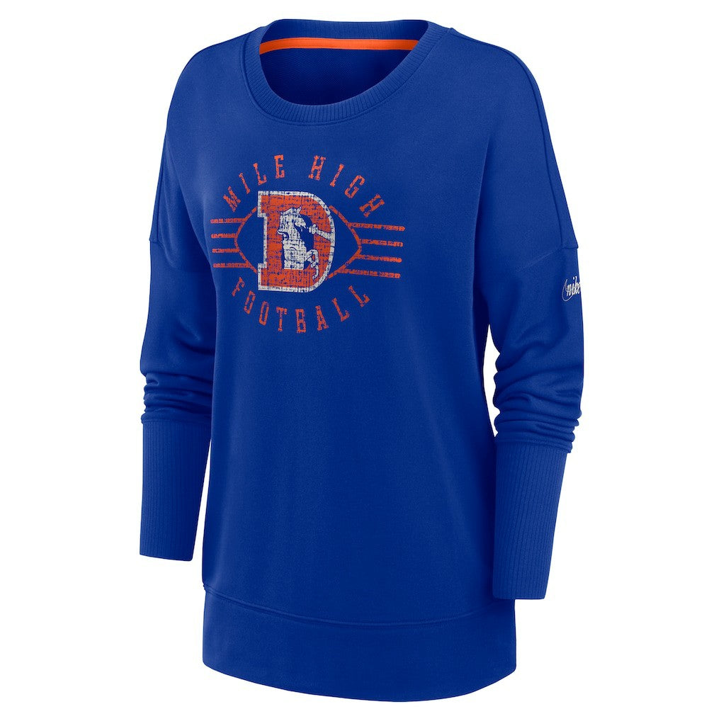 Denver Broncos Women's Rewind Playback Icon Performance Pullover Sweatshirt Royal
