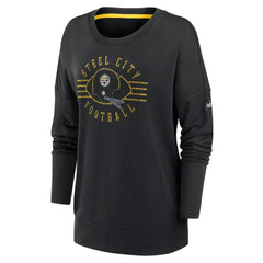 Pittsburgh Steelers Women's Rewind Playback Icon Performance Pullover Sweatshirt Black