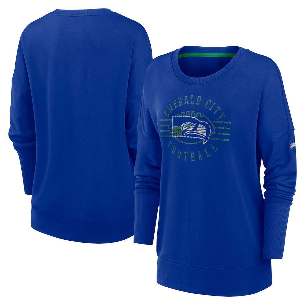 Seattle Seahawks Women's Rewind Playback Icon Performance Pullover Sweatshirt Royal