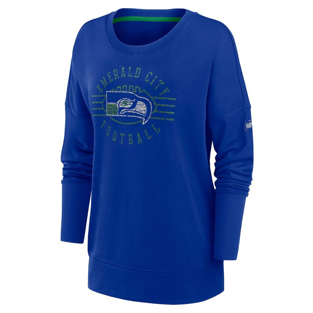 Seattle Seahawks Women's Rewind Playback Icon Performance Pullover Sweatshirt Royal