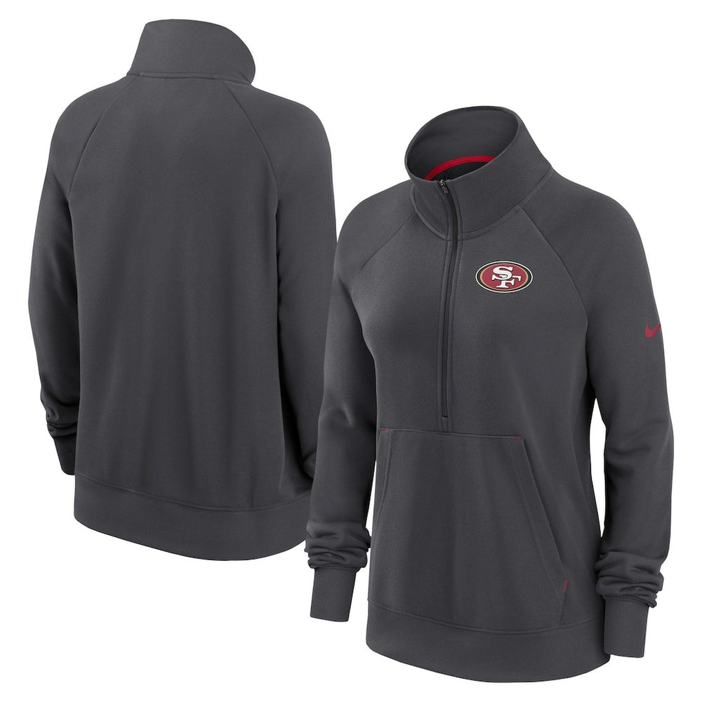 San Francisco 49ers Women's Premium Raglan Performance Half-Zip Sweatshirt Charcoal
