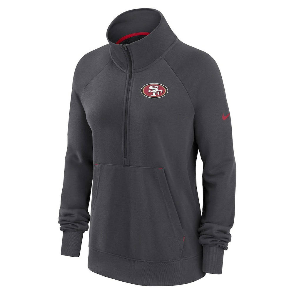 San Francisco 49ers Women's Premium Raglan Performance Half-Zip Sweatshirt Charcoal