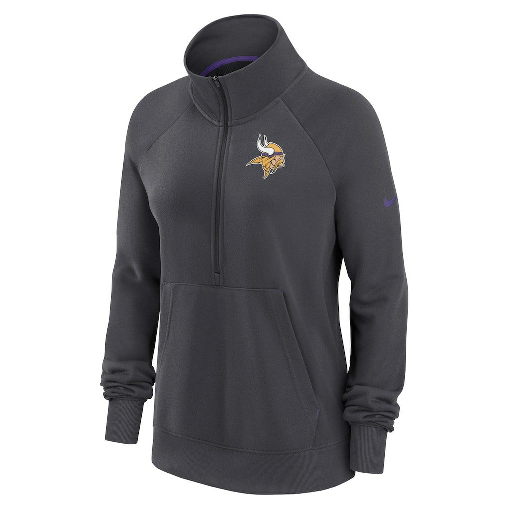 Minnesota Vikings Women's Premium Raglan Performance Half-Zip Sweatshirt Charcoal