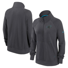 Carolina Panthers Women's Premium Raglan Performance Half-Zip Sweatshirt Charcoal
