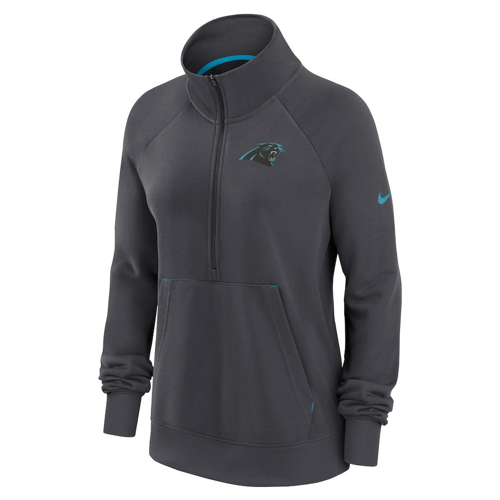 Carolina Panthers Women's Premium Raglan Performance Half-Zip Sweatshirt Charcoal