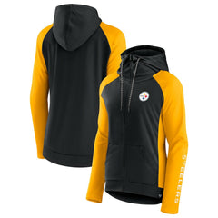 Pittsburgh Steelers Women's End Around Lightweight Raglan Full-Zip Hoodie Jacket Black/Gold