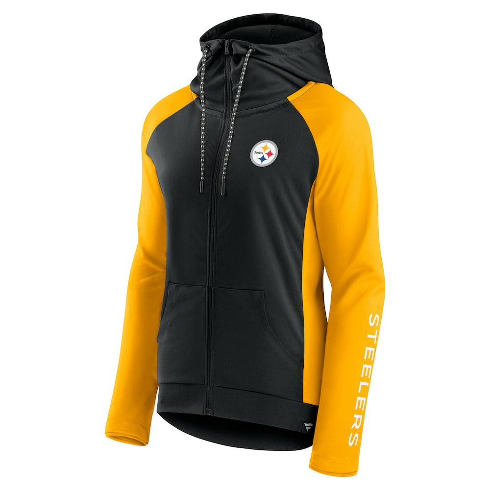 Pittsburgh Steelers Women's End Around Lightweight Raglan Full-Zip Hoodie Jacket Black/Gold