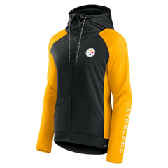 Pittsburgh Steelers Women's End Around Lightweight Raglan Full-Zip Hoodie Jacket Black/Gold