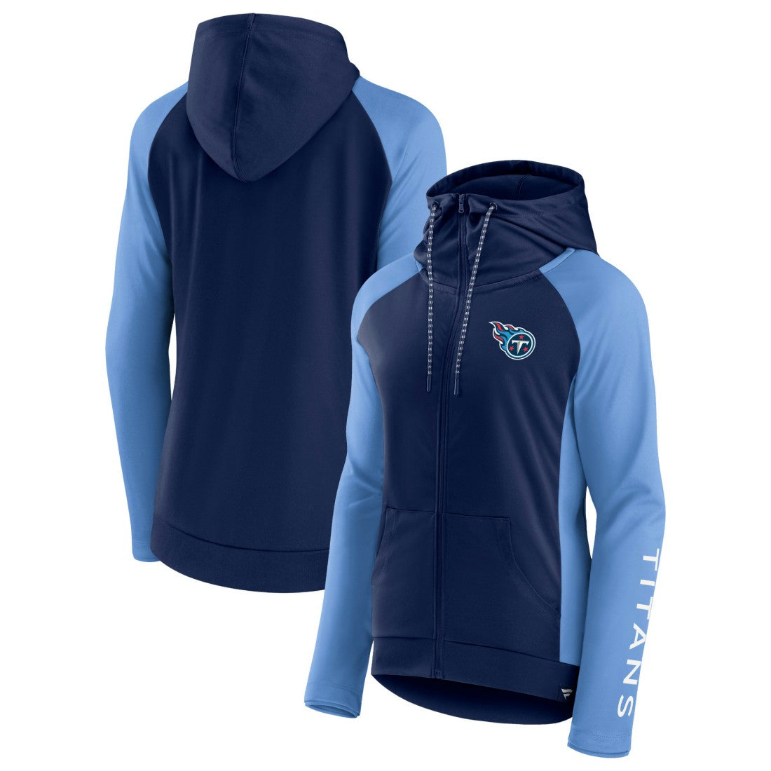 Tennessee Titans Women's End Around Lightweight Raglan Full-Zip Hoodie Jacket Navy/Light Blue