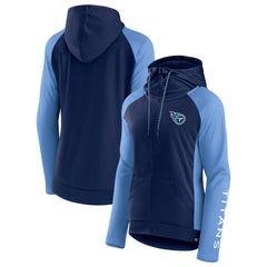 Tennessee Titans Women's End Around Lightweight Raglan Full-Zip Hoodie Jacket Navy/Light Blue