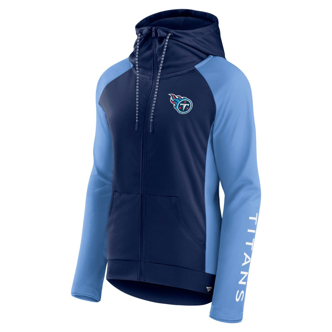 Tennessee Titans Women's End Around Lightweight Raglan Full-Zip Hoodie Jacket Navy/Light Blue