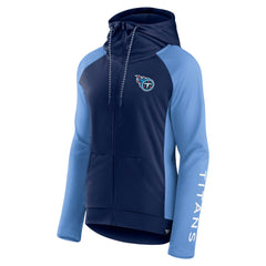 Tennessee Titans Women's End Around Lightweight Raglan Full-Zip Hoodie Jacket Navy/Light Blue