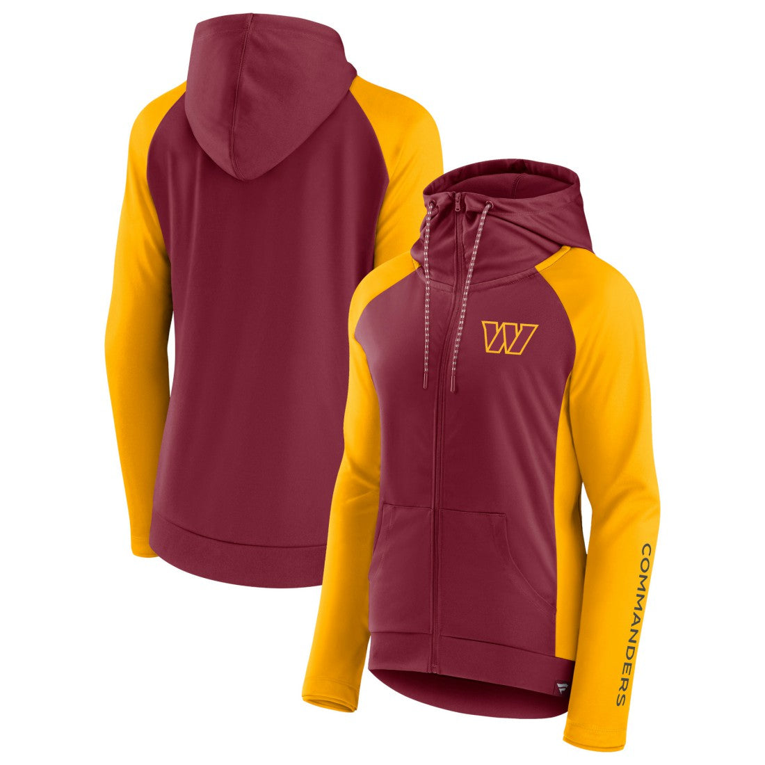 Washington Commanders Women's End Around Lightweight Raglan Full-Zip Hoodie Jacket Burgundy/Gold