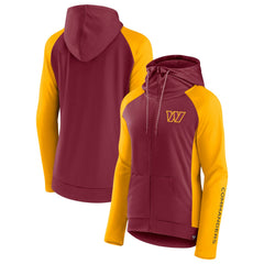 Washington Commanders Women's End Around Lightweight Raglan Full-Zip Hoodie Jacket Burgundy/Gold