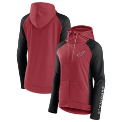 Arizona Cardinals Women's End Around Lightweight Raglan Full-Zip Hoodie Jacket Cardinal/Black