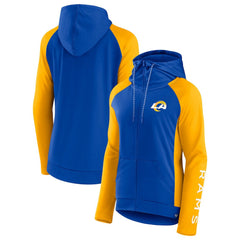 Los Angeles Rams Women's End Around Lightweight Raglan Full-Zip Hoodie Jacket Royal/Gold
