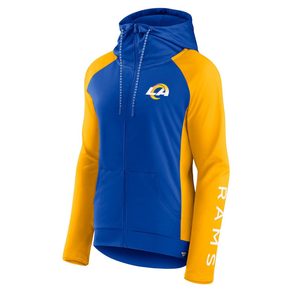 Los Angeles Rams Women's End Around Lightweight Raglan Full-Zip Hoodie Jacket Royal/Gold