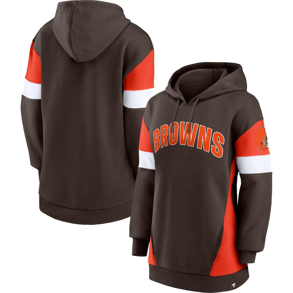 Cleveland Browns Women's Lock It Down Pullover Hoodie Brown/Orange
