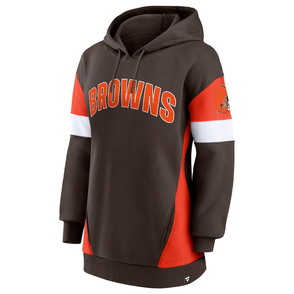 Cleveland Browns Women's Lock It Down Pullover Hoodie Brown/Orange