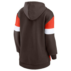 Cleveland Browns Women's Lock It Down Pullover Hoodie Brown/Orange