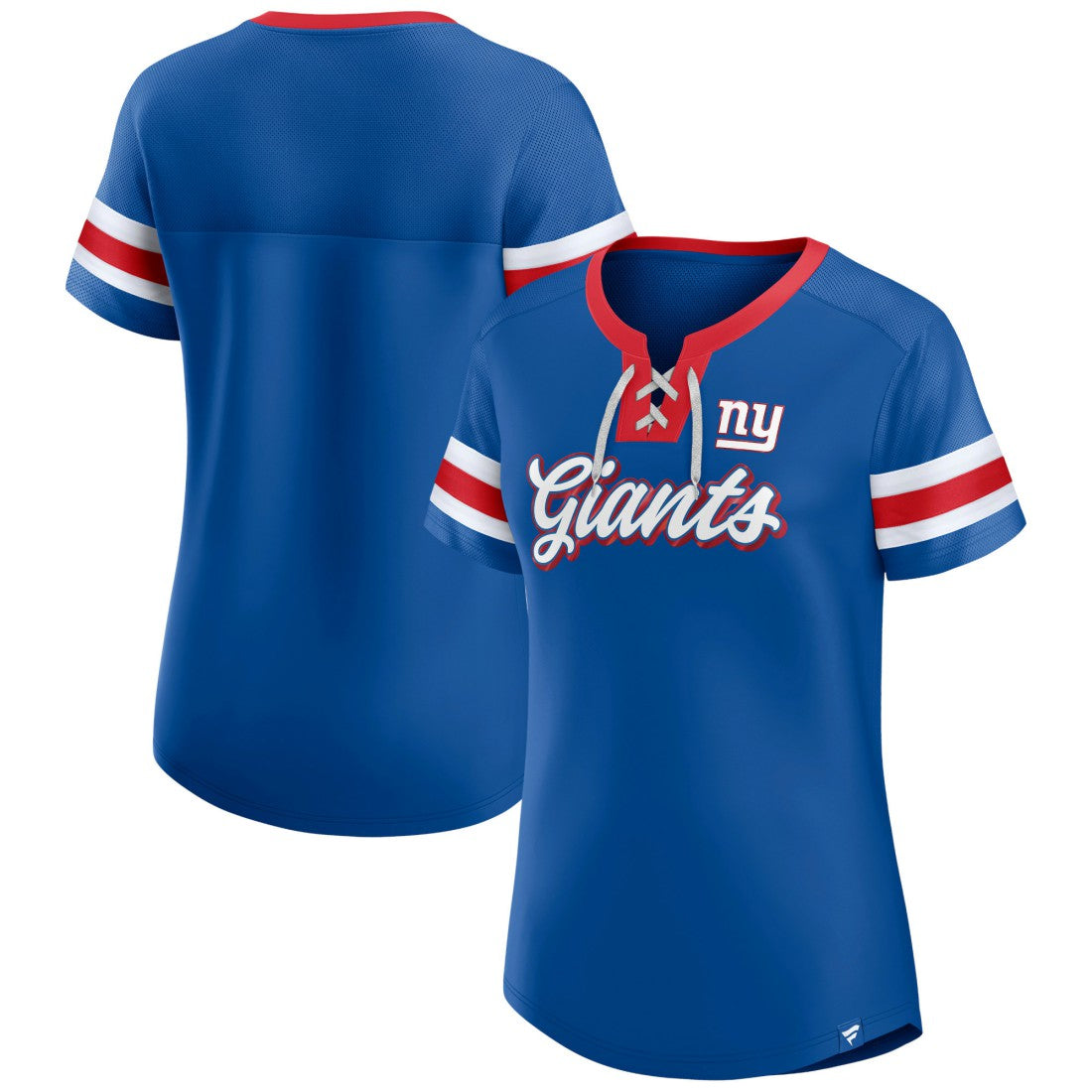New York Giants Women's Original State Lace-Up T-Shirt Royal