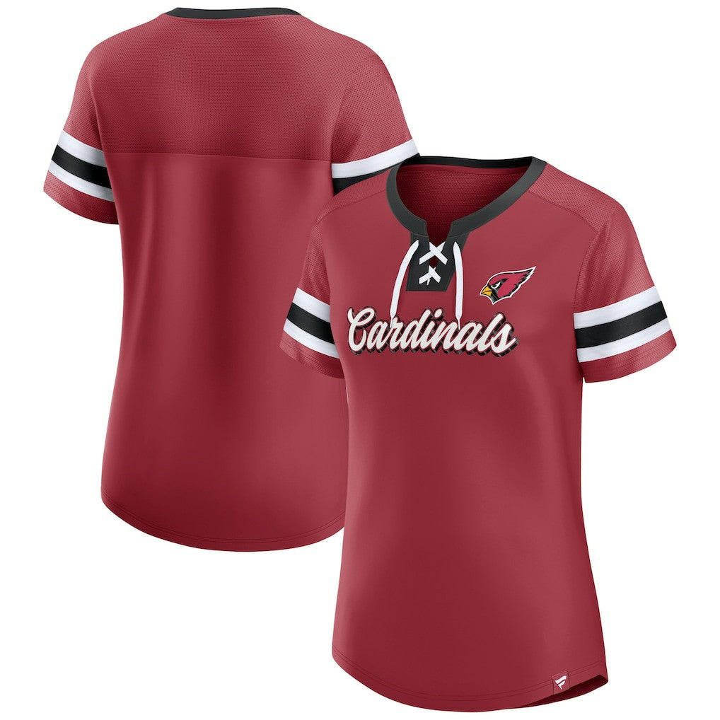 Arizona Cardinals Women's Original State Lace-Up T-Shirt Cardinal