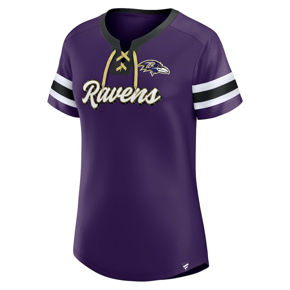 Baltimore Ravens Women's Original State Lace-Up T-Shirt Purple