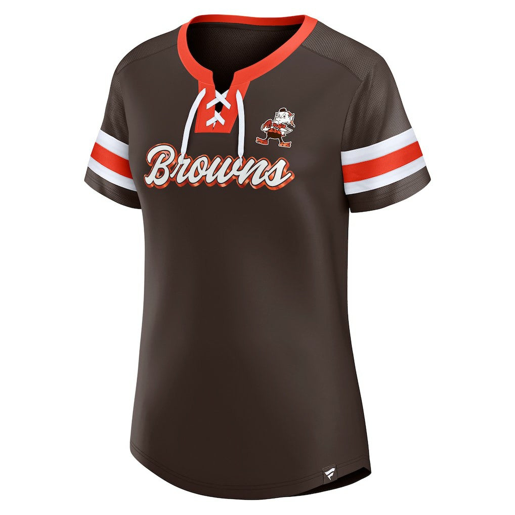 Cleveland Browns Women's Original State Lace-Up T-Shirt Brown