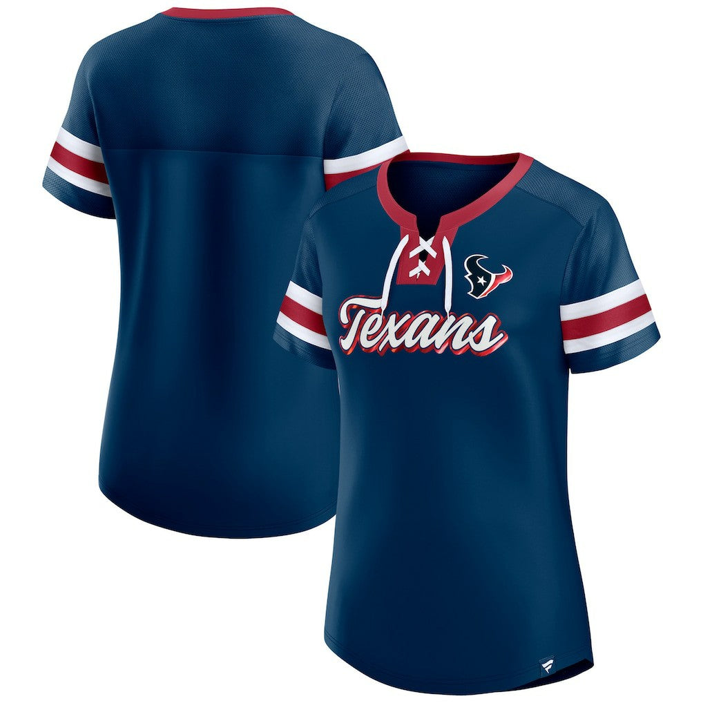 Houston Texans Women's Original State Lace-Up T-Shirt Navy