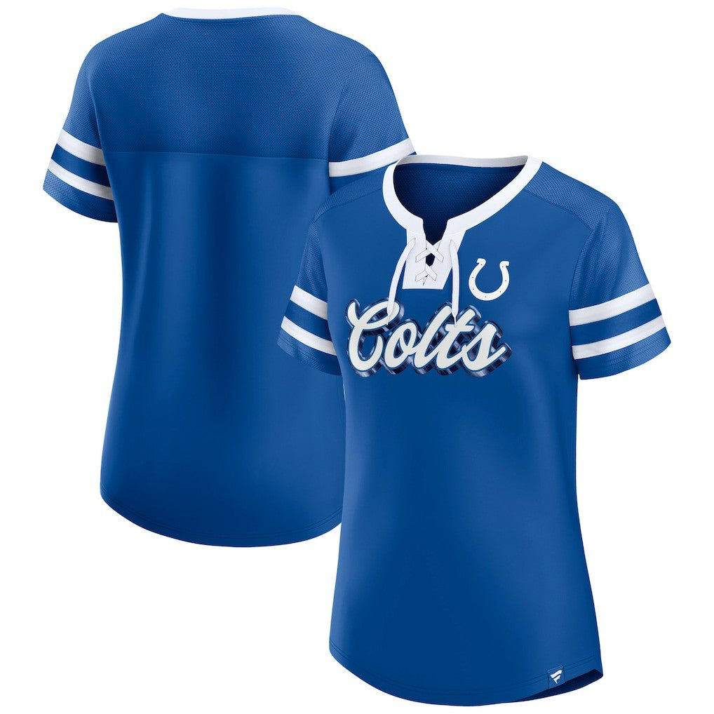 Indianapolis Colts Women's Original State Lace-Up T-Shirt Royal