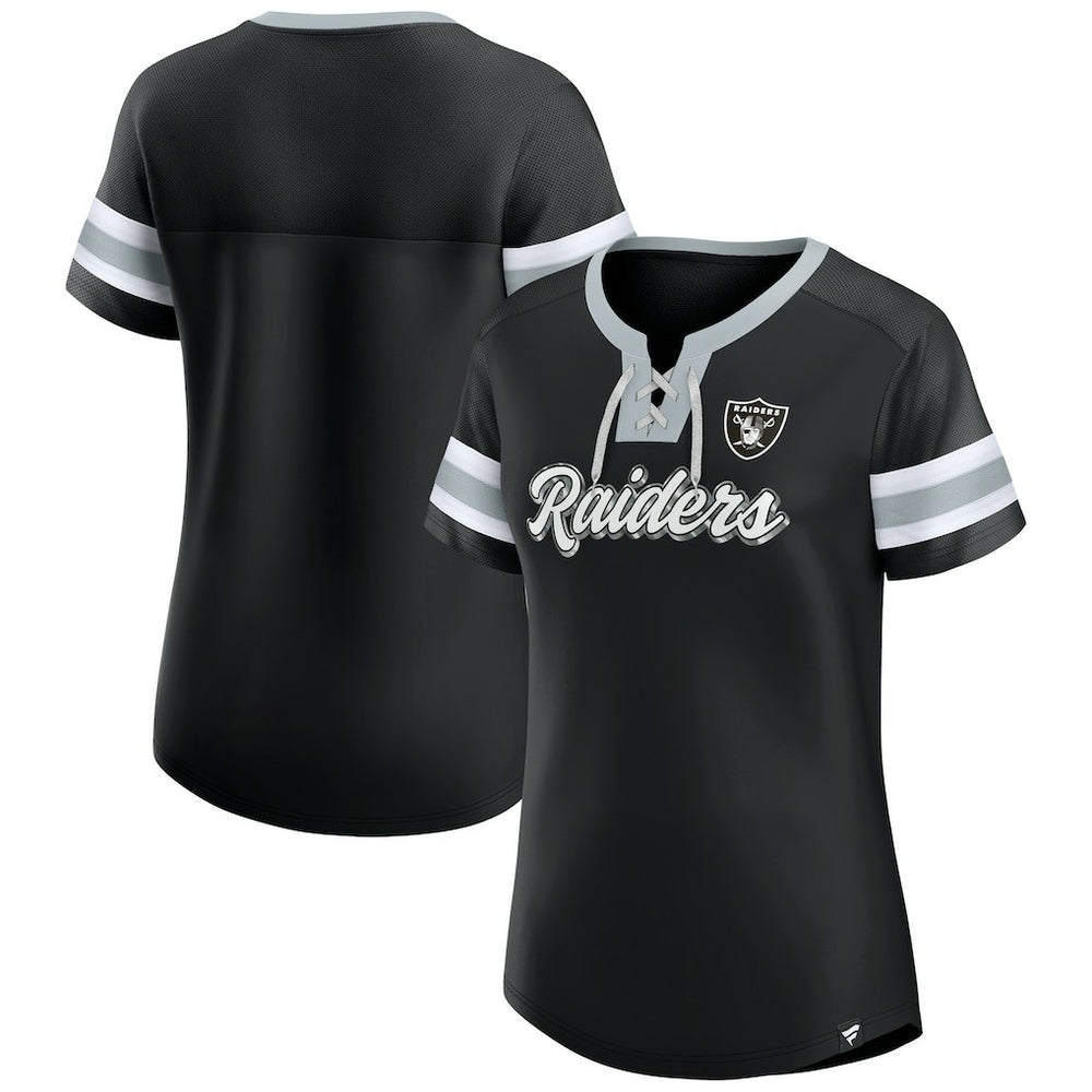 Las Vegas Raiders Women's Original State Lace-Up T-Shirt Black